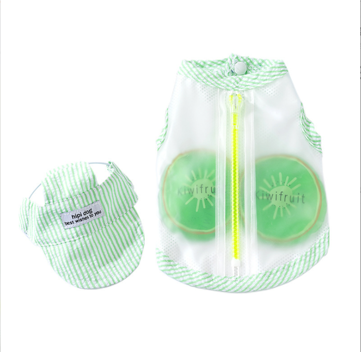 Pet Striped Summer Medical Uniform Recovery Suit with Matching Cap